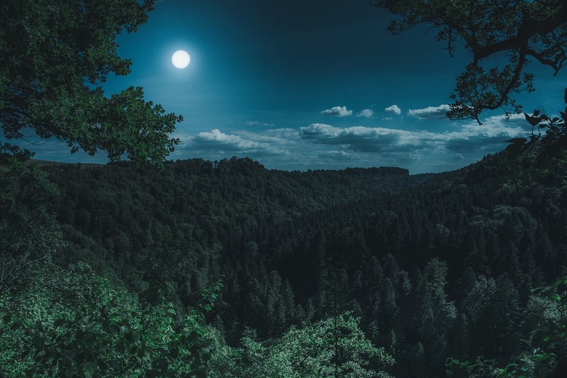 Full moon over a calm ocean